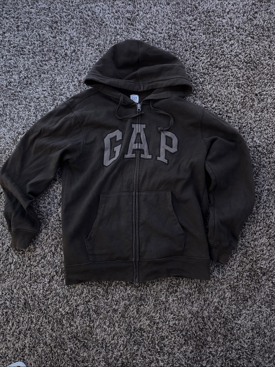 GAP Other - GAP Black Hooded Zip-Up Sweatshirt with Front Logo